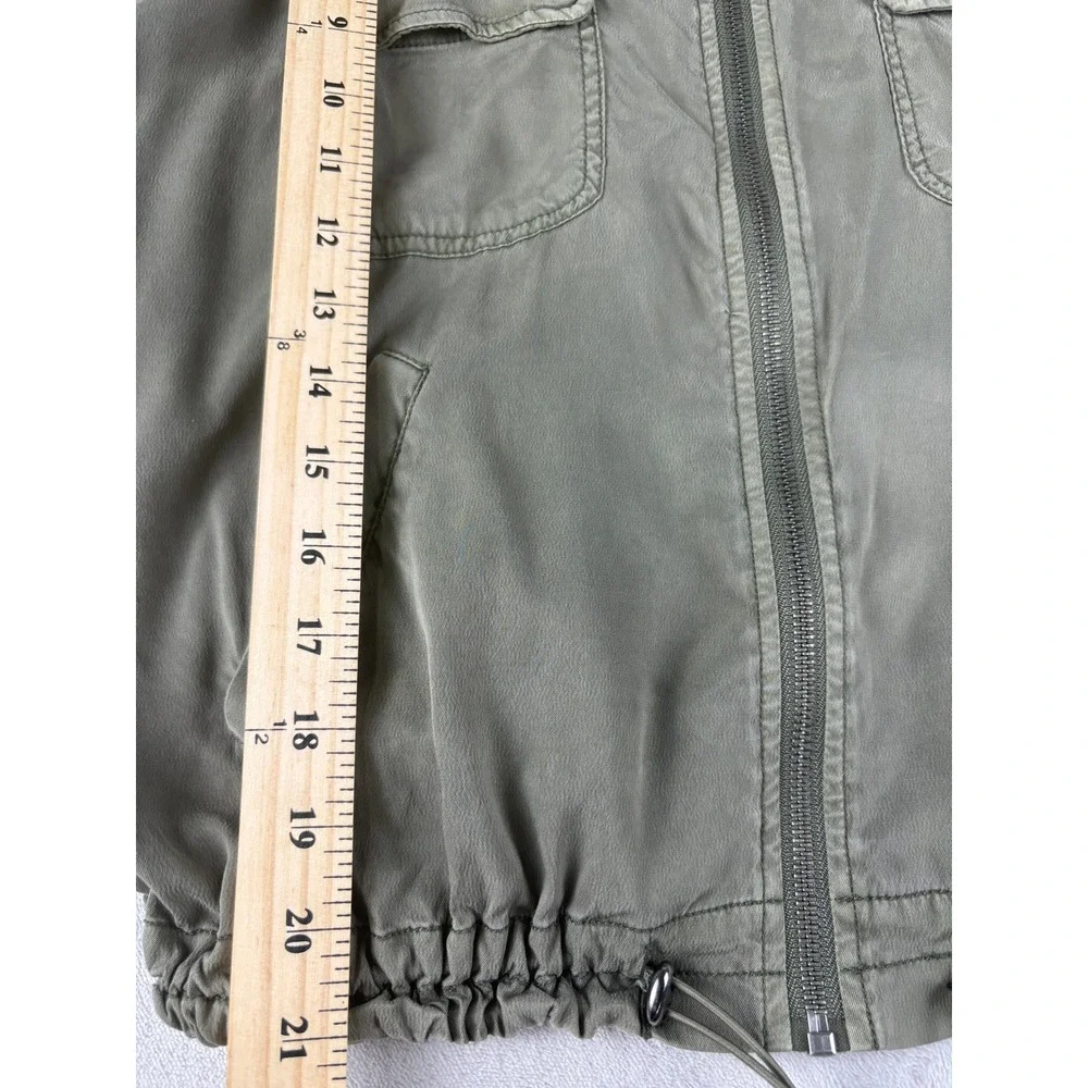 Anthropology Marrakech Women Olive Hooded Utility Bomber Jacket Full Zip Size M